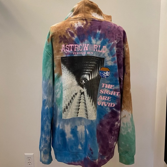 Astro World Festival Run Tie Dye Hooded Sweatshirt /Embroidered/ Size M - Picture 13 of 13